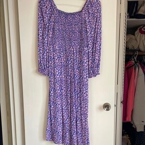 J. Crew Half Sleeve Floral Dress in Blue and Pink